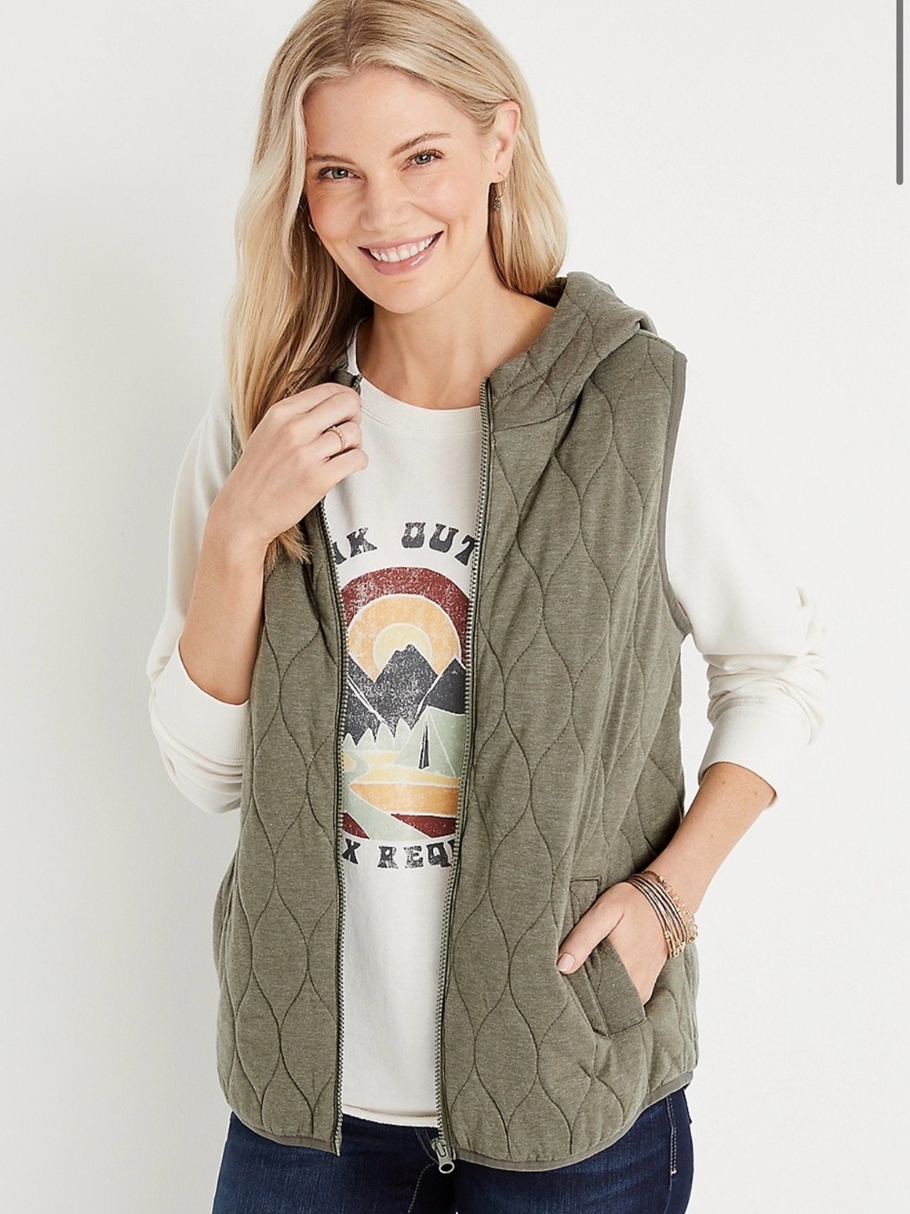 Maurice’s Green Quilted Hooded Vest